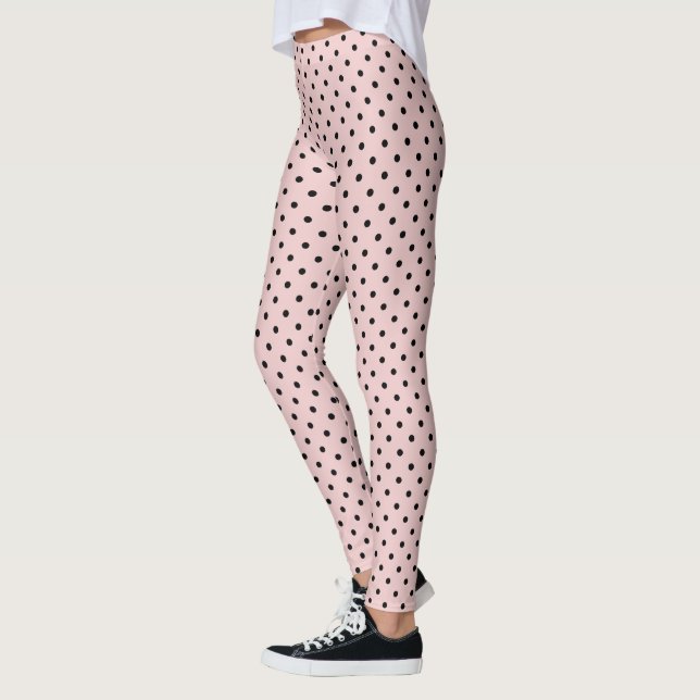 Create Your Own Black Polka Dot Light Pink Leggings (Left)