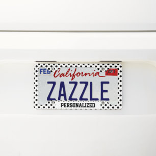 Create Your Own Black Polka Dot Personalized License Plate Frame