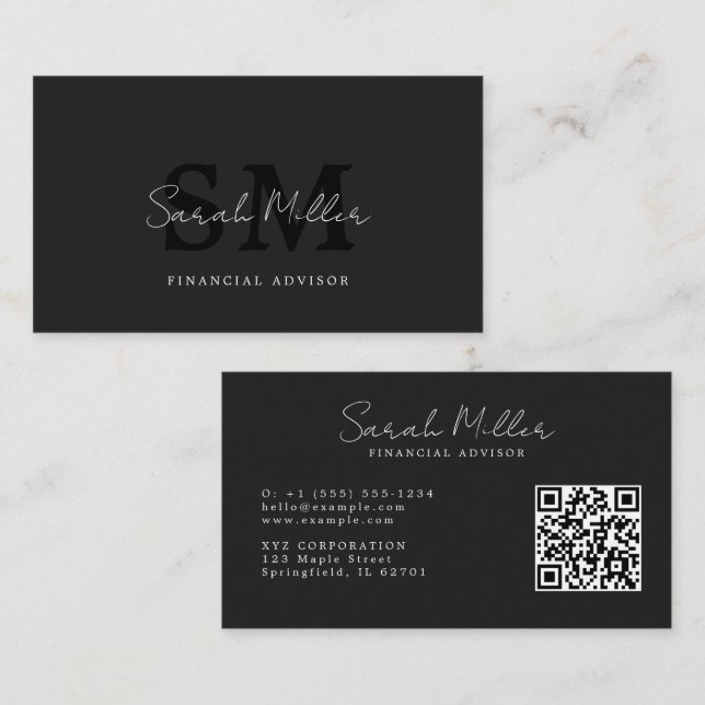 Create Your Own Black QR Code Business Card (Front/Back)