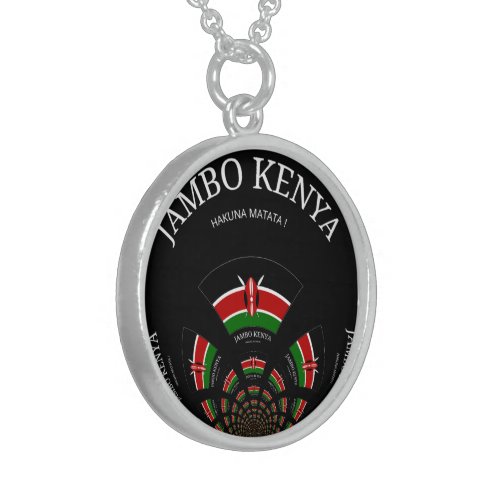 Create Your Own Black Red Green Jambo Kenyan Flag  Sterling Silver Necklace