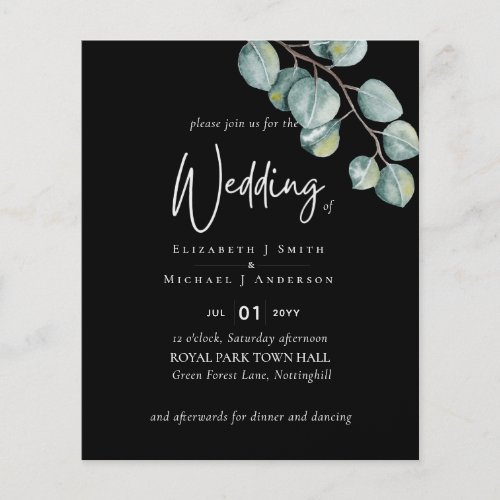 Create Your Own BLACK Sage Eucalyptus Wedding Flyer