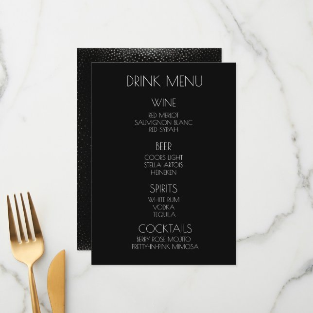Create Your Own - Black Speckled Back Drink Menu (Front/Back In Situ)