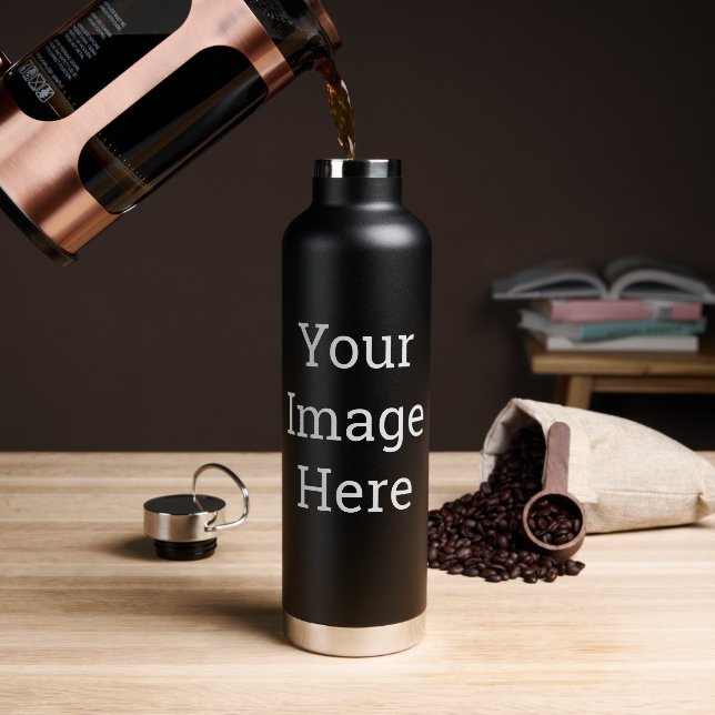 Custom Water Bottle Style: Thor Copper Vacuum Insulated Bottle, Size: Water Bottle (32 oz), Color: Black (Coffee)