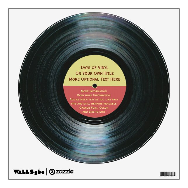 Create Your Own Black Vinyl Record Label Custom Wall Decal (Front)