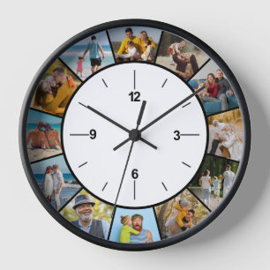 Create Your Own Black & White 12 Photo Collage Clock