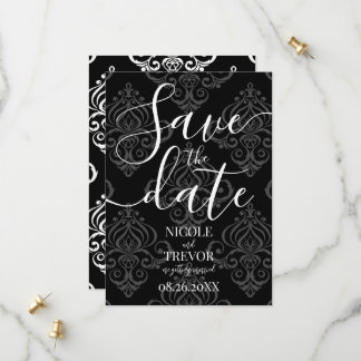 Create Your Own Black & White Damask Wedding Save The Date