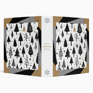 Create Your Own Black White Gold Pine Trees 3 Ring Binder