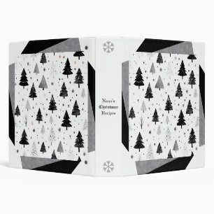 Create Your Own Black White Gray Christmas Trees 3 Ring Binder