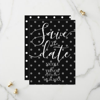 Create Your Own Black & White Polkadots Wedding Save The Date