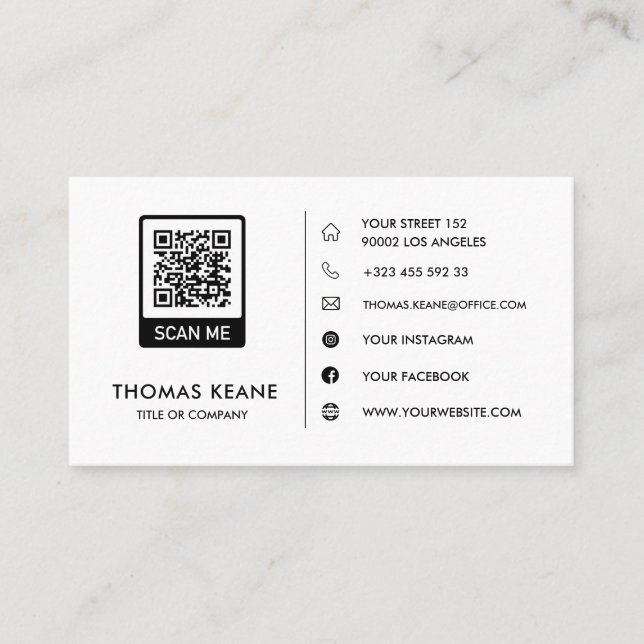 Create Your Own Black White QR-Code Business Card  (Front)
