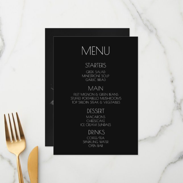 Create Your Own - Black & White Roses Menu (Front/Back In Situ)