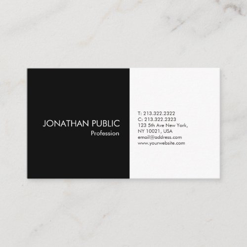 Create Your Own Black White Simple Elegant Plain Business Card