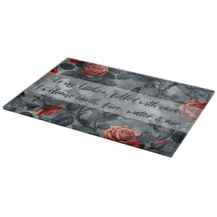 Create Your Own Blood Red Roses Bats Gothic Grey Cutting Board