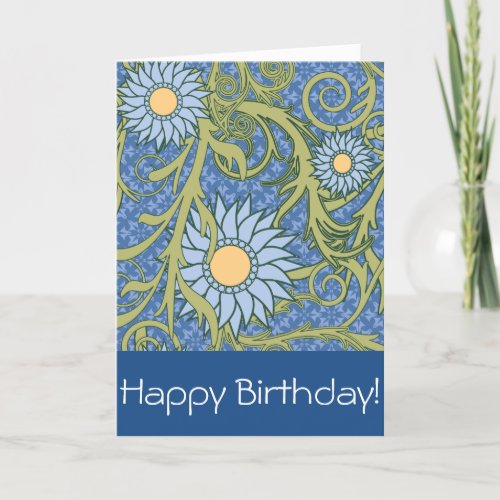Create Your Own Blue and Yellow Floral Birthday Card
