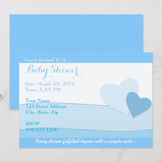 Create Your Own Blue Baby Shower Invitation (Front/Back)