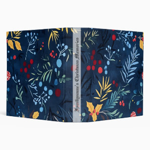 Create Your Own Blue Christmas Foliage 3 Ring Binder