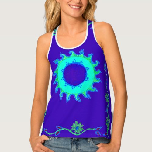 Create Your Own Blue Floral Women Tank Top
