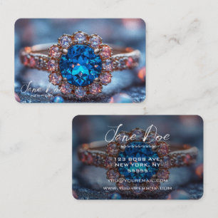Create Your Own Blue Gemstone Ring Jewelry Business Card