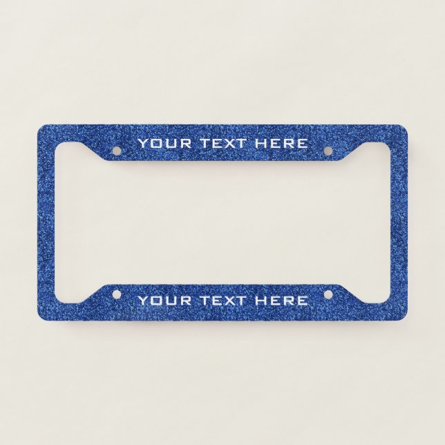 Create Your Own Blue Glitter Custom  License Plate Frame (Front)