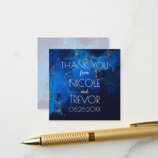 Create Your Own Blue Gold Alcohol Ink Thank You Enclosure Card