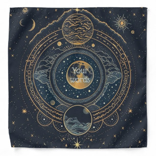 Create Your Own Blue & Gold Celestial Lunar Bandana