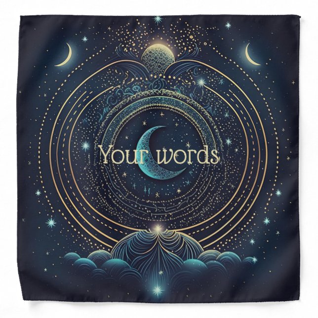 Create Your Own Blue & Gold Celestial Lunar Bandana (Front)