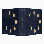 Create Your Own Blue &amp; Gold Celestial Moon Phases 3 Ring Binder