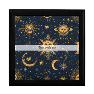 Create Your Own Blue Gold Celestial Moon & Stars Gift Box