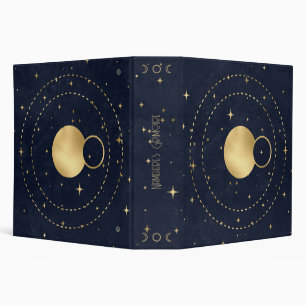 Create Your Own Blue & Gold Celestial Planets 3 Ring Binder