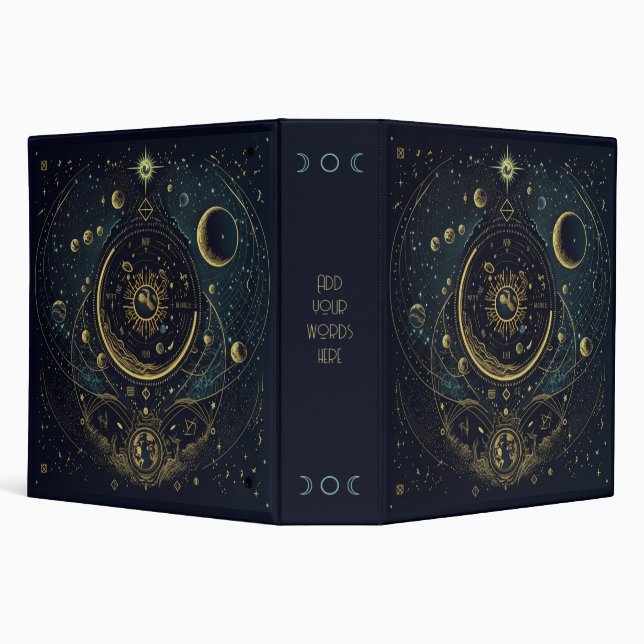 Create Your Own Blue & Gold Celestial Sky Charts 3 Ring Binder (Background)