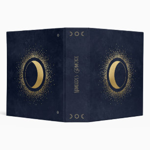Create Your Own Blue & Gold Crescent Moon 3 Ring Binder