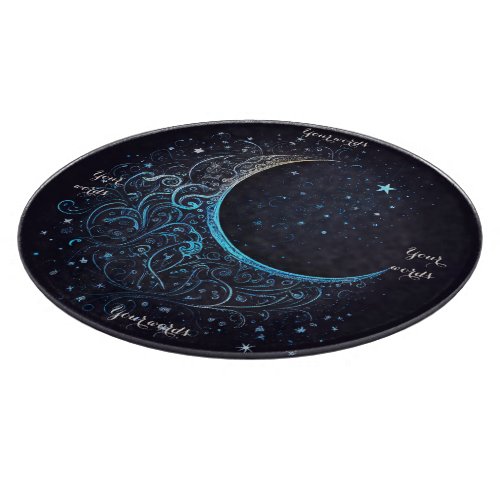 Create Your Own Blue  Gold Filigree Moon Altar Cutting Board