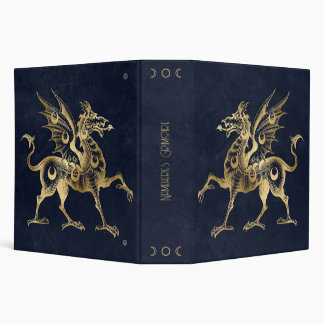 Create Your Own Blue & Gold Gothic Dragon 3 Ring Binder