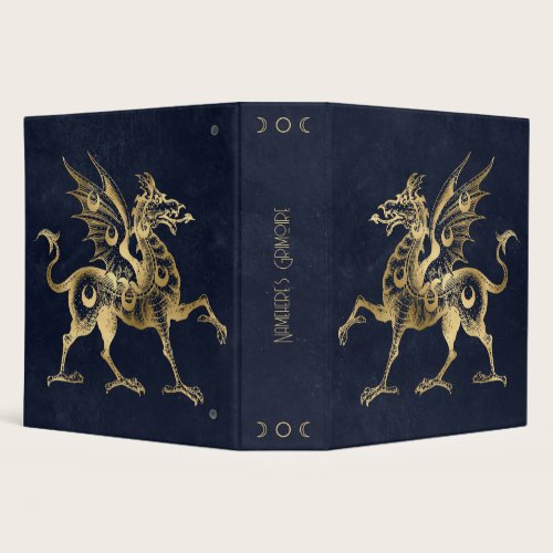 Create Your Own Blue & Gold Gothic Dragon 3 Ring Binder