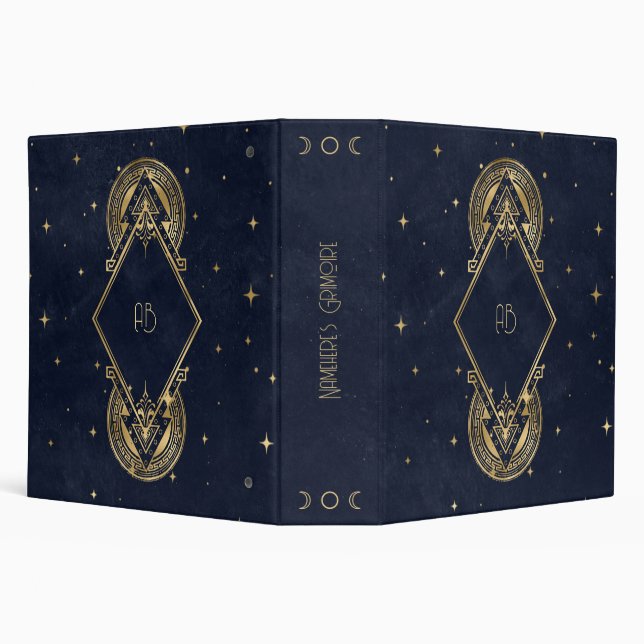 Create Your Own Blue & Gold Ornate Tribal 3 Ring Binder (Background)