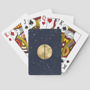 Create Your Own Blue & Gold Split Full Moon Poker Cards