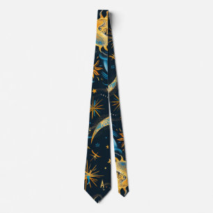 Create Your Own Blue & Gold Sun Moon & Stars  Neck Tie