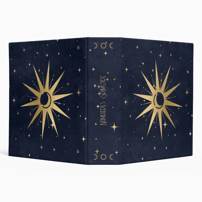 Create Your Own Blue & Gold Ten-Pointed Star 3 Ring Binder (Background)