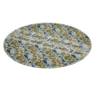 Create Your Own Blue Jays Yellow Flowers Green Cutting Board