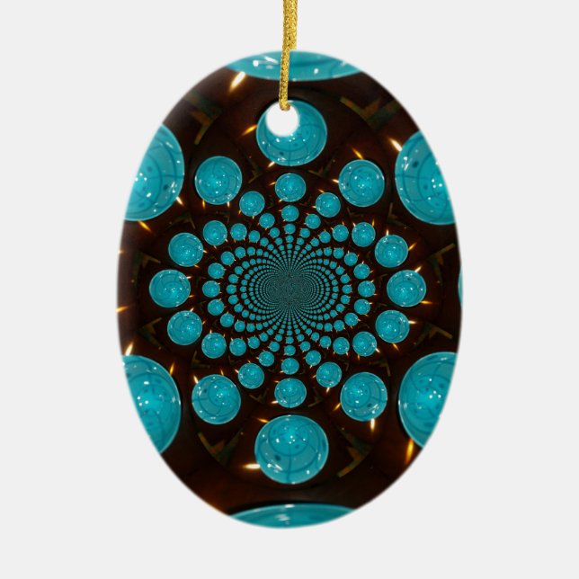 Create Your Own Blue Lights Kaleidoscope  Ceramic Ornament (Front)