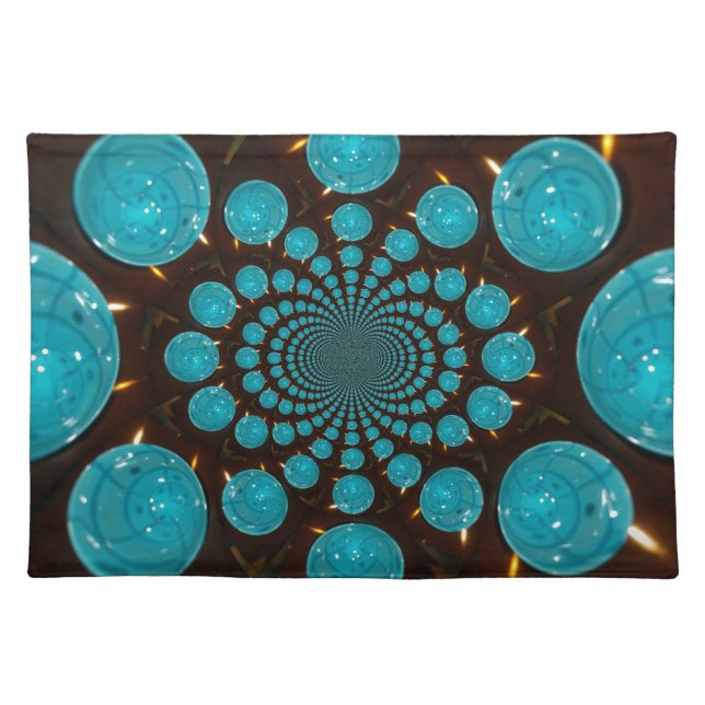 Create Your Own Blue Lights Kaleidoscope  Cloth Placemat (Front)