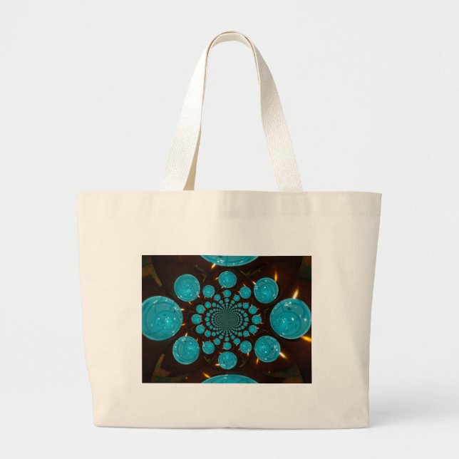 Create Your Own Blue Lights Kaleidoscope  Large Tote Bag (Front)