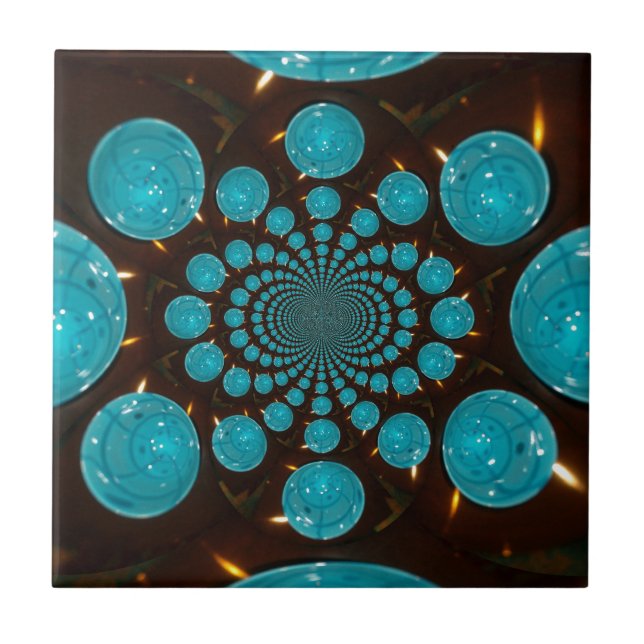 Create Your Own Blue Lights Kaleidoscope  Tile (Front)