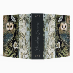 Create Your Own Blue Owl Floral Botanical 3 Ring Binder