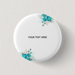 Create Your Own Blue Rose Elegant Button