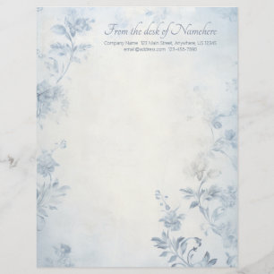 Create Your Own Blue Shabby Chic Floral Letterhead