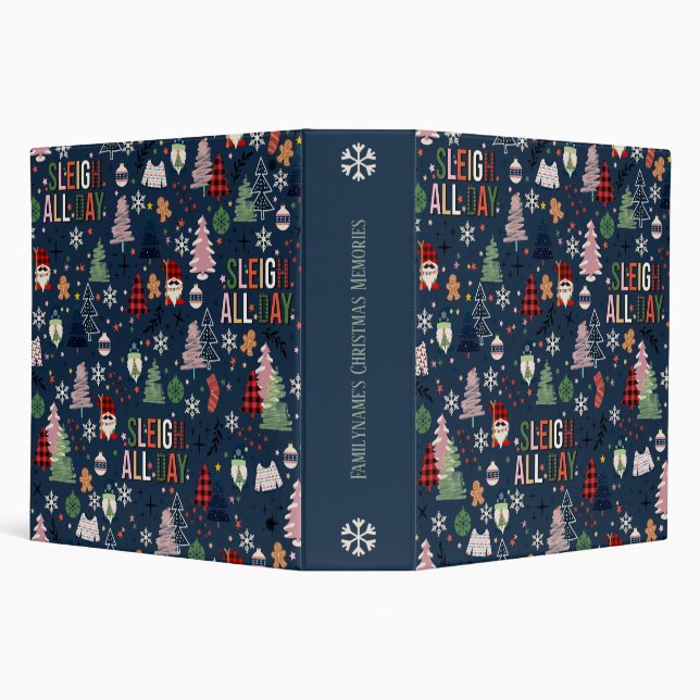 Create Your Own Blue Sleigh All Day Gnomes 3 Ring Binder (Background)