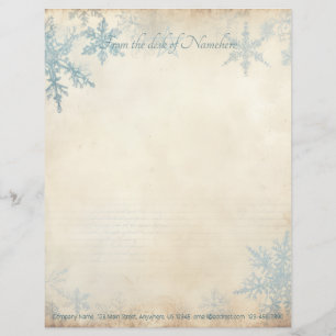 Create Your Own Blue Snowflakes Yule Parchment Letterhead