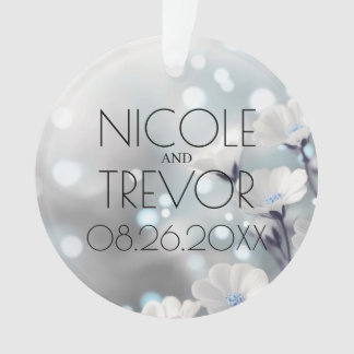 Create Your Own Blue Sparkle White Flowers Ornament