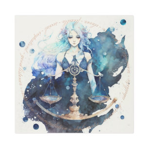 Create Your Own Blue & Teal Libra Zodiac Metal Print